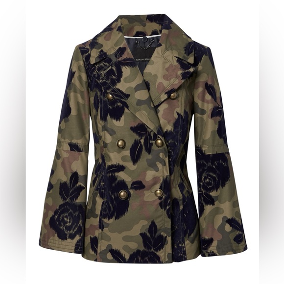 Banana Republic Rose Pattern Camo Jacket w/ Removable Collar - Size M - Picture 8 of 12